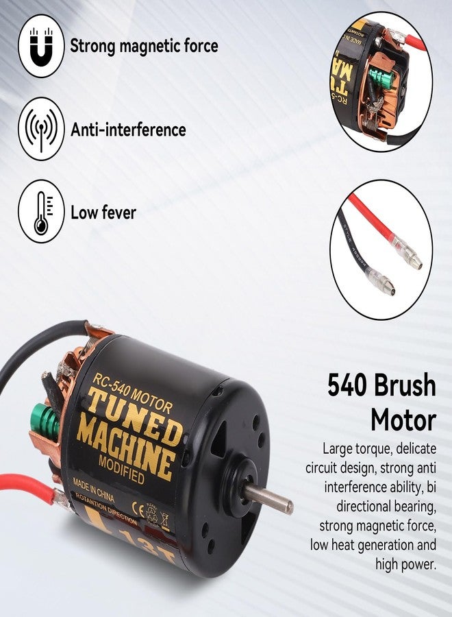 equlup 13T Brushed Motor ESC Combo, 540 Brushed Motor with 65A Water Proof Brushed ESC RC Connector Car Accessories for Scx10 90046 - Image 3